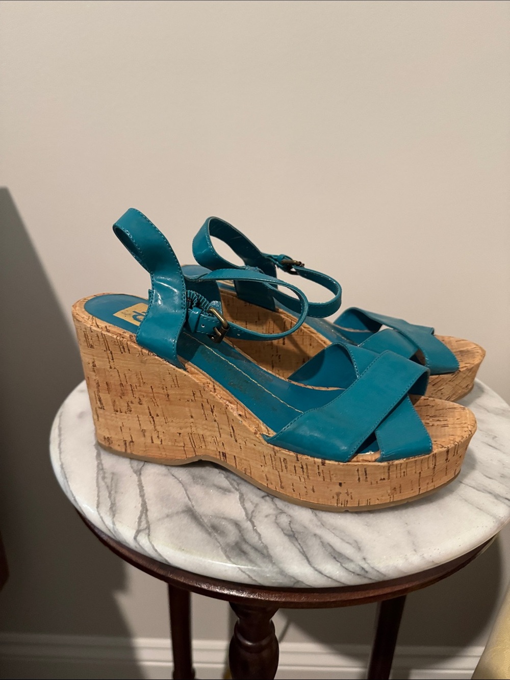DV by Dolce Vita Teal Cork Wedge Sandals